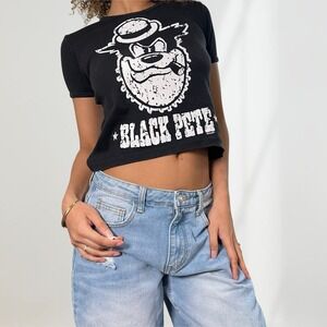 Vintage 00s black graphic baby tee (XS) black Pete Disney